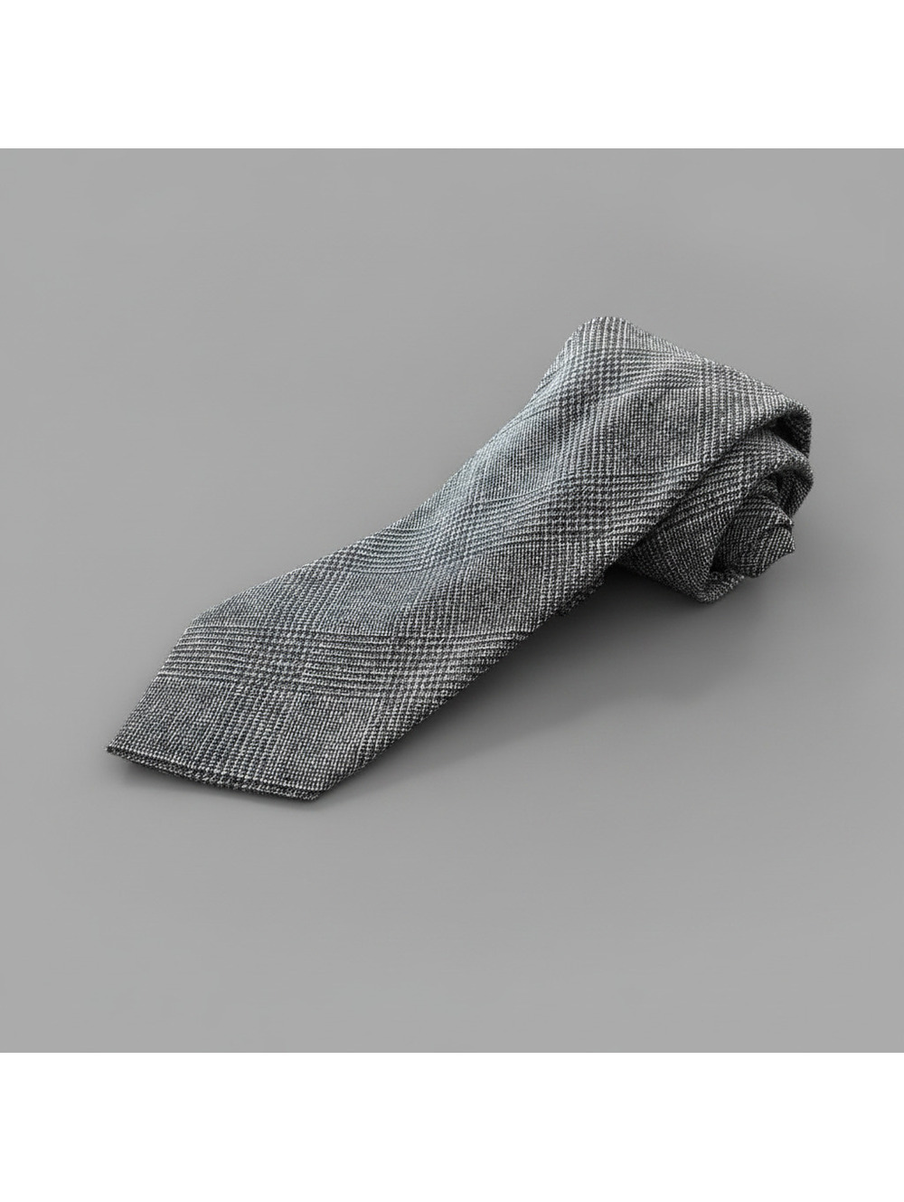 Vintage M&S Marks & Spencer Gray Plaid Wool Tie Classic NWOT